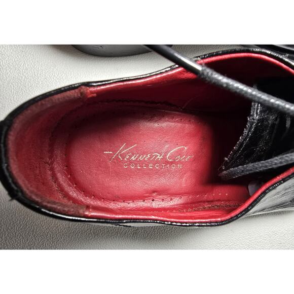 KENNETH COLE Collection Leather Oxfords Dress Shoes Sz 8 Men's Black Italy Made - Picture 7 of 11